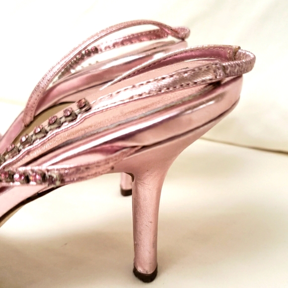 Sam And Libby Pink Kitten Heels Pink Faux Diamond Upper Leather Size 9 - Picture 3 of 7